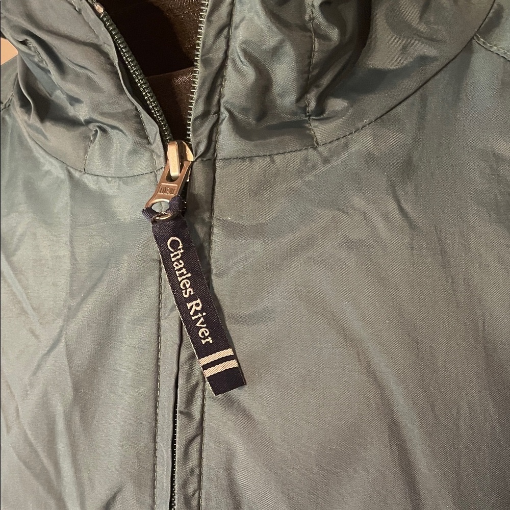 Unisex Dark Green Hooded Pullover Windbreaker Jacket. Sz L. - Picture 2 of 15